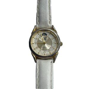 Chic Women's Watch Moon Face Dial Gold Tone Face White Band LCH155 012 2015